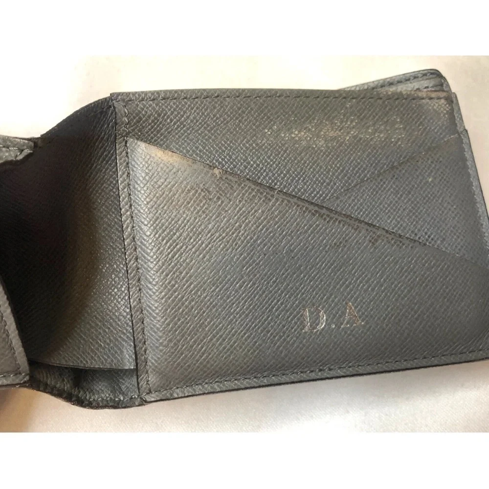 Louis Vuitton Taiga Leather Bifold Gray Men’s Wallet Made In France